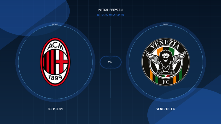AC Milan vs Venezia FC club crest match preview graphic