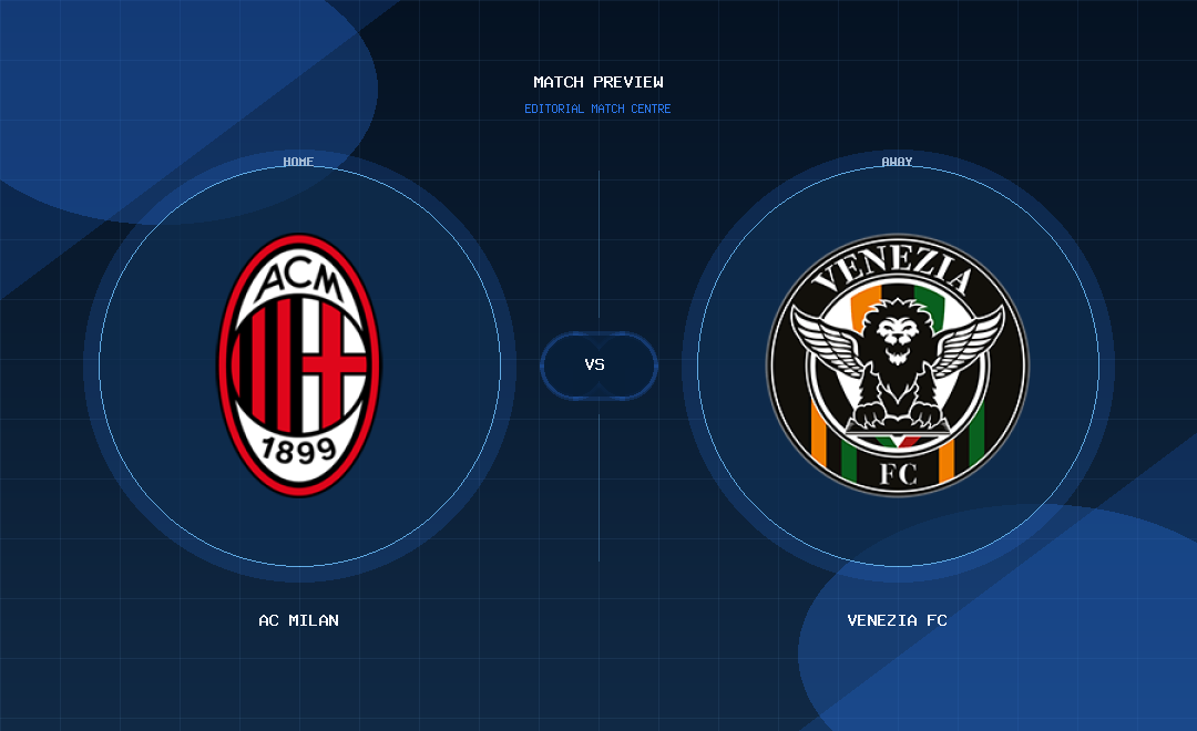 AC Milan vs Venezia FC club crest match preview graphic