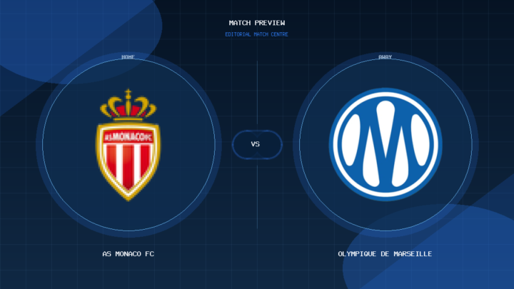 AS Monaco FC vs Olympique de Marseille club crest match preview graphic