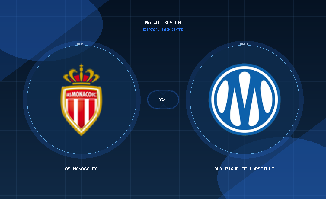 AS Monaco FC vs Olympique de Marseille club crest match preview graphic
