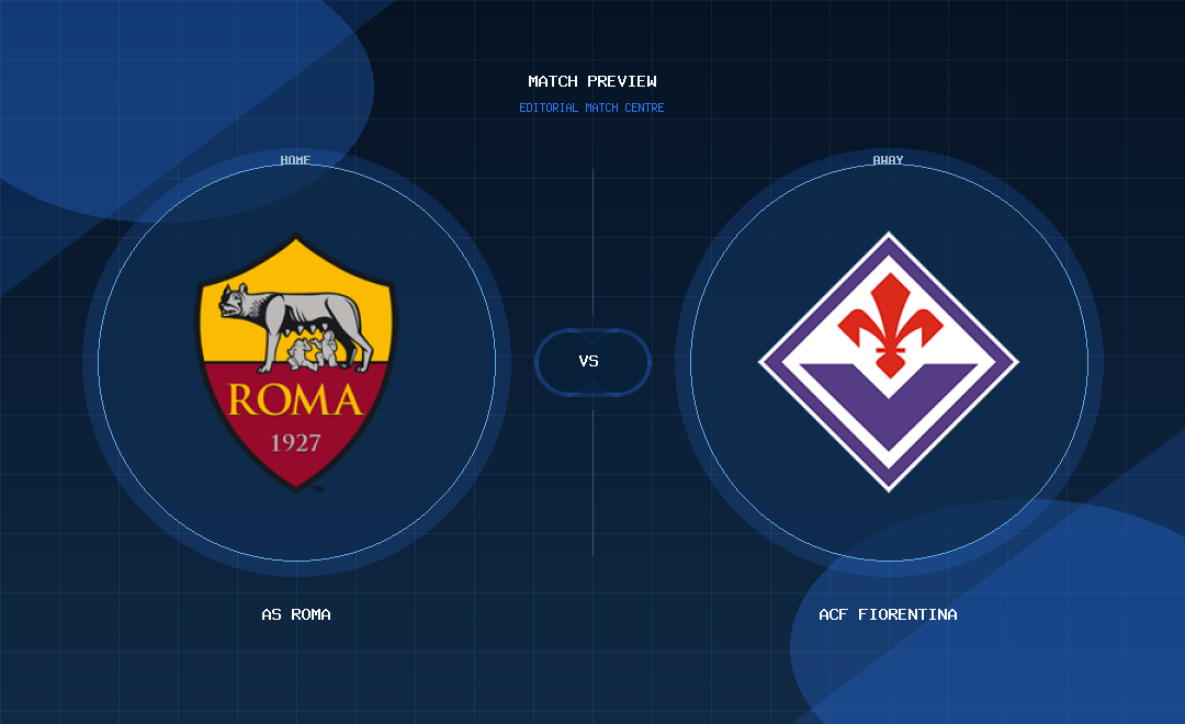 AS Roma vs ACF Fiorentina club crest match preview graphic