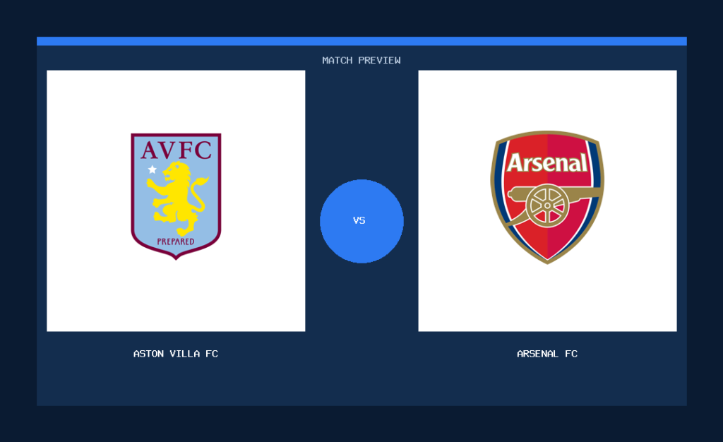 Aston Villa FC vs Arsenal FC club crest match preview graphic