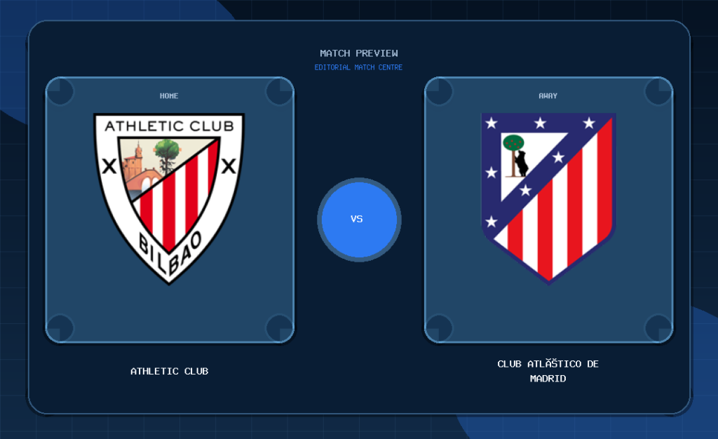 Athletic Club vs Club Atlético de Madrid club crest match preview graphic