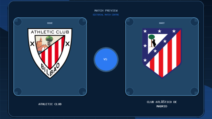 Athletic Club vs Club Atlético de Madrid club crest match preview graphic