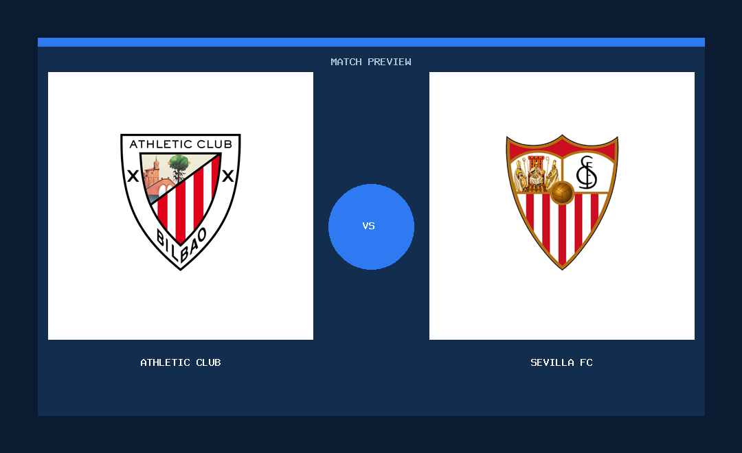 Athletic Club vs Sevilla FC club crest match preview graphic