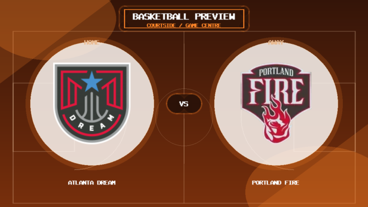 Atlanta Dream vs Portland Fire team logo match preview graphic