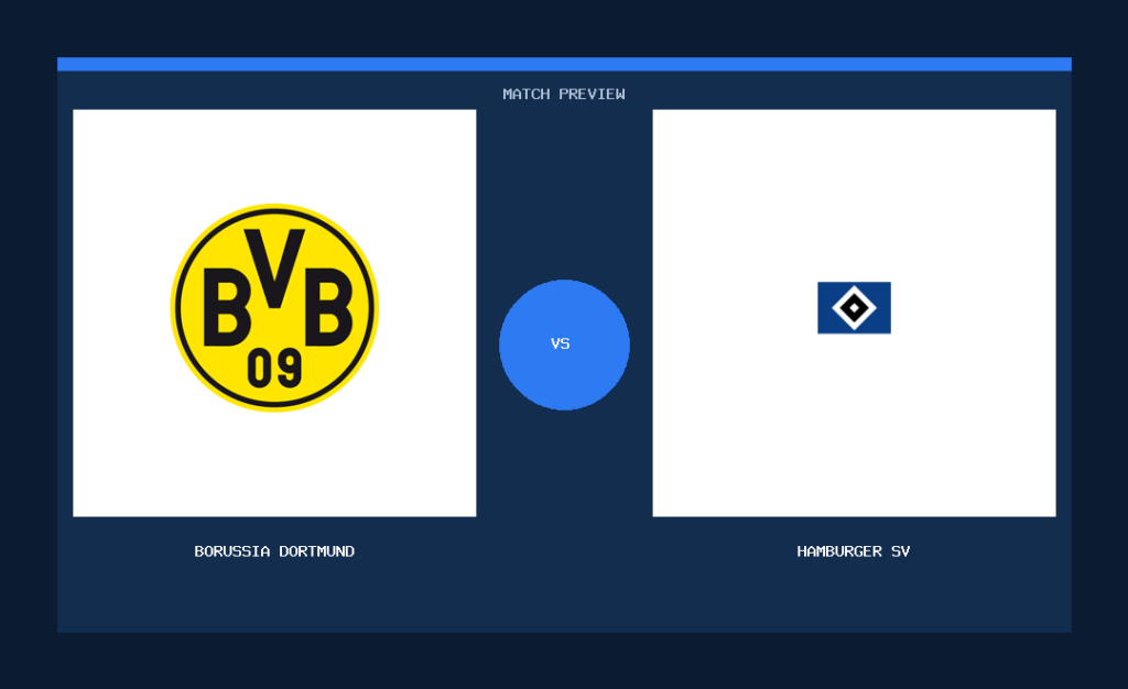 Borussia Dortmund vs Hamburger SV club crest match preview graphic