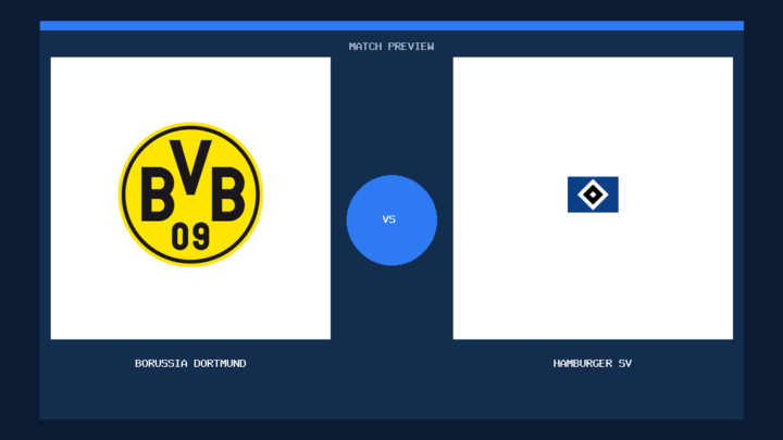 Borussia Dortmund vs Hamburger SV club crest match preview graphic