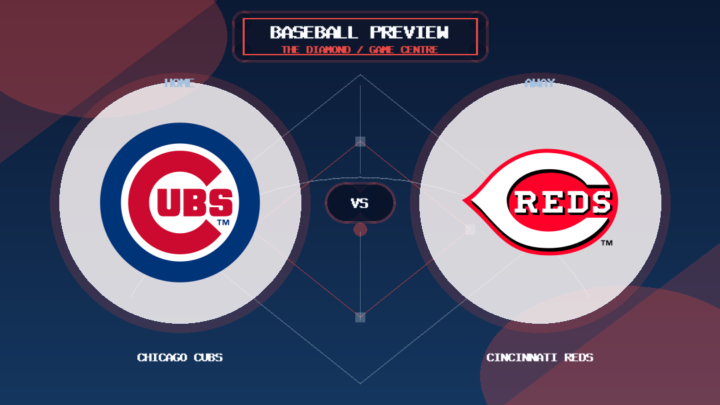 Chicago Cubs vs Cincinnati Reds team logo match preview graphic