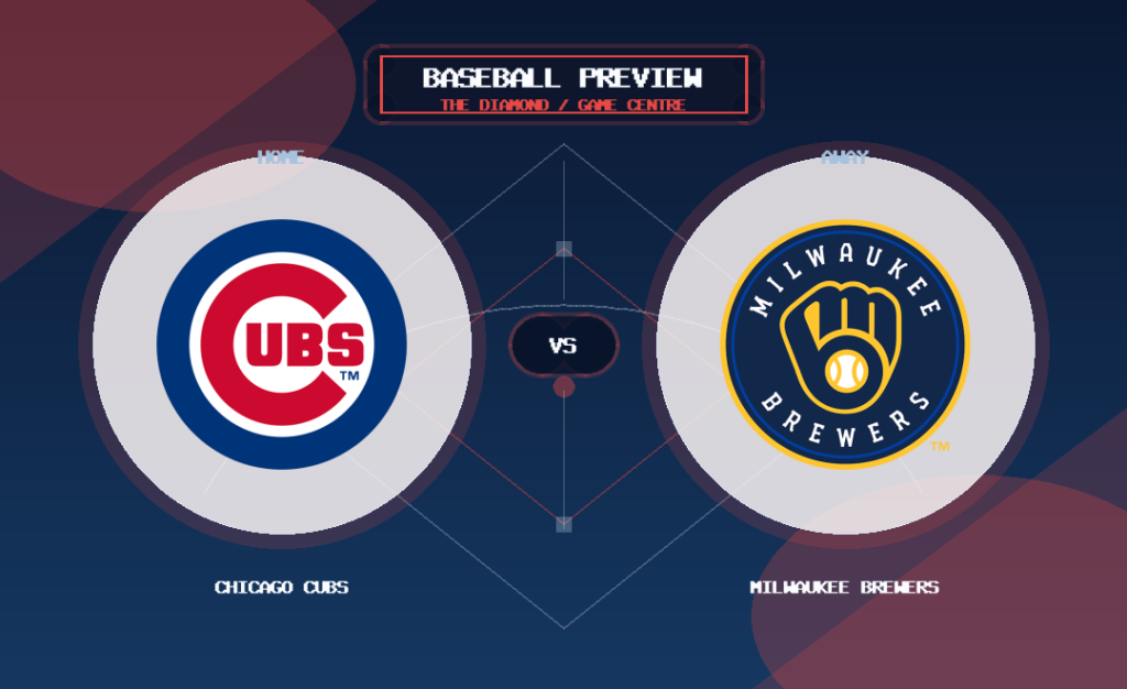 Chicago Cubs vs Milwaukee Brewers team logo match preview graphic