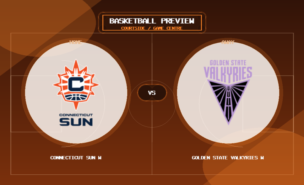 Connecticut Sun W vs Golden State Valkyries W team logo match preview graphic