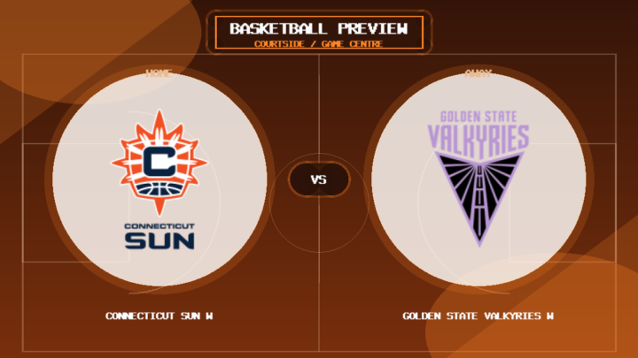 Connecticut Sun W vs Golden State Valkyries W team logo match preview graphic