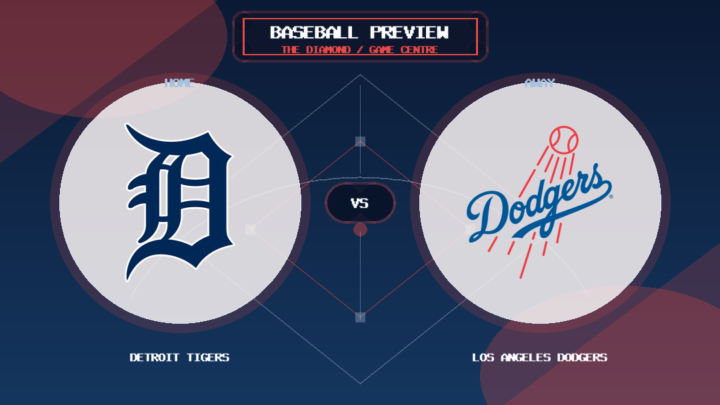 Detroit Tigers vs Los Angeles Dodgers team logo match preview graphic