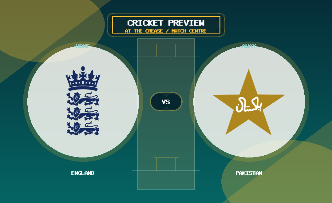 England vs Pakistan team logo match preview graphic