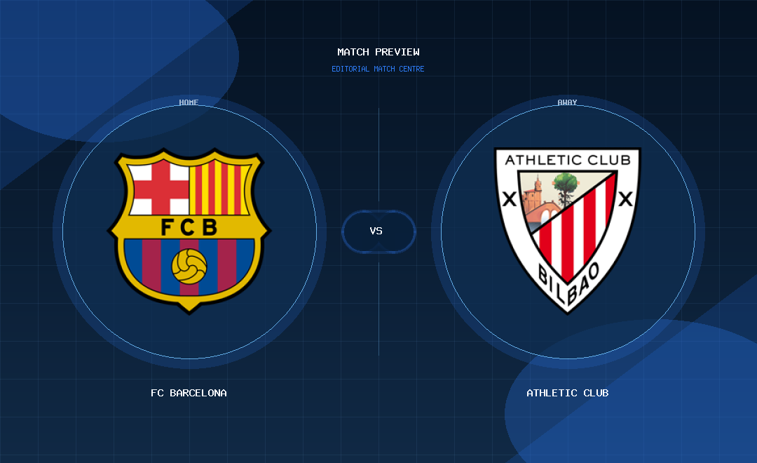 FC Barcelona vs Athletic Club club crest match preview graphic