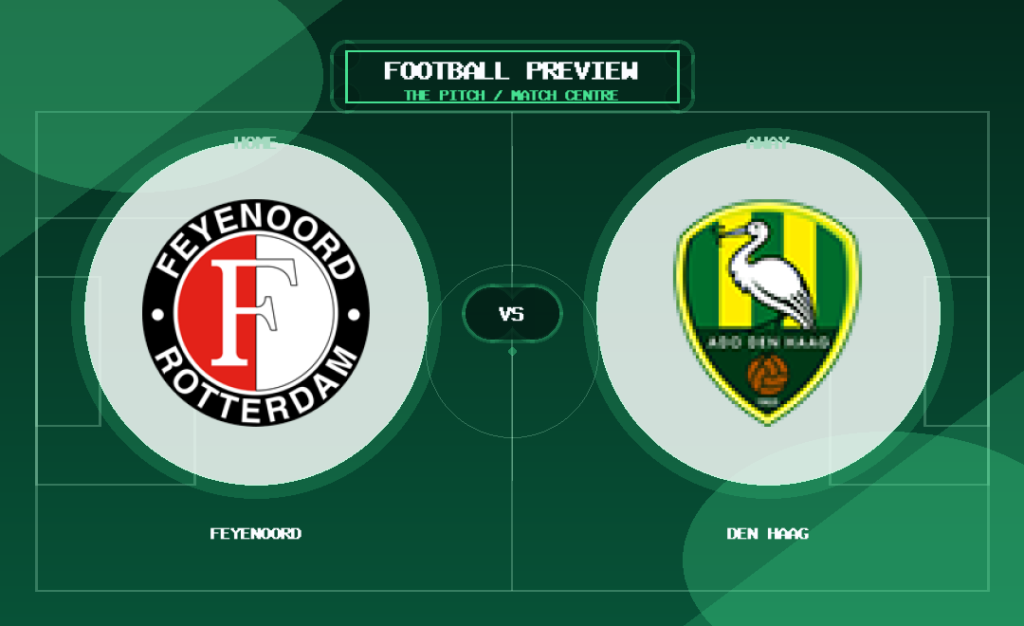 Feyenoord vs Den Haag club crest match preview graphic