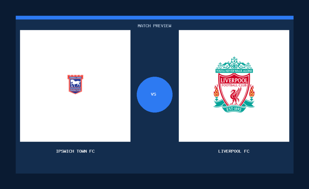 Ipswich Town FC vs Liverpool FC club crest match preview graphic