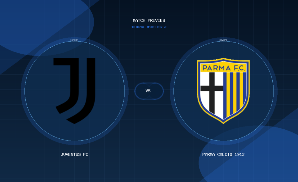 Juventus FC vs Parma Calcio 1913 club crest match preview graphic