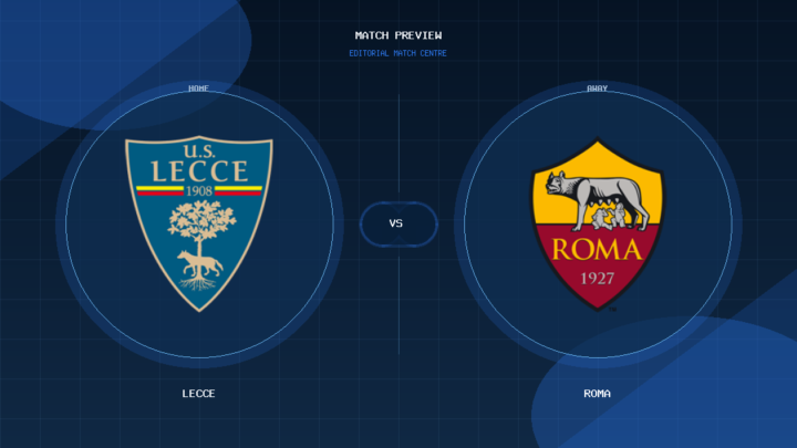 Lecce vs Roma club crest match preview graphic