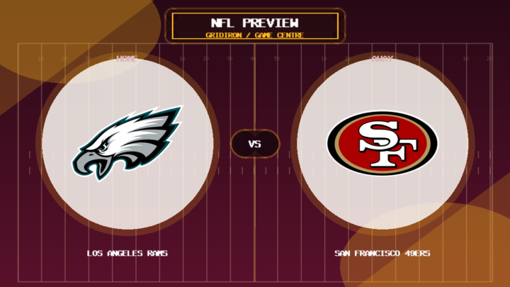 Los Angeles Rams vs San Francisco 49ers team logo match preview graphic