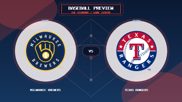 Milwaukee Brewers vs Texas Rangers team logo match preview graphic