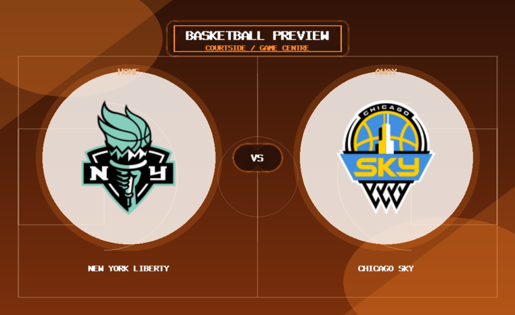 New York Liberty vs Chicago Sky team logo match preview graphic