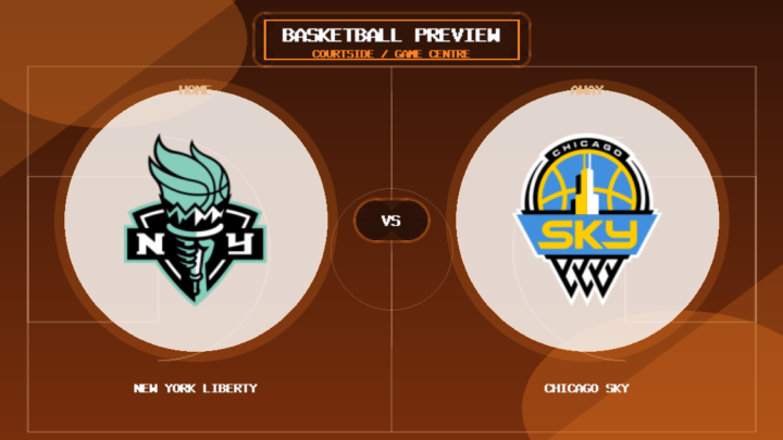 New York Liberty vs Chicago Sky team logo match preview graphic