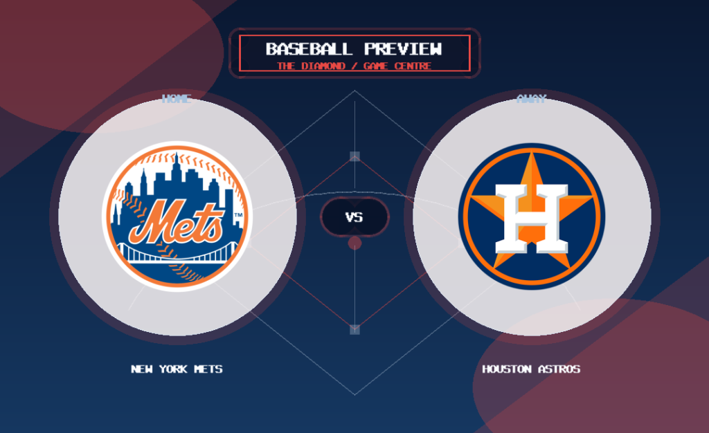 New York Mets vs Houston Astros team logo match preview graphic