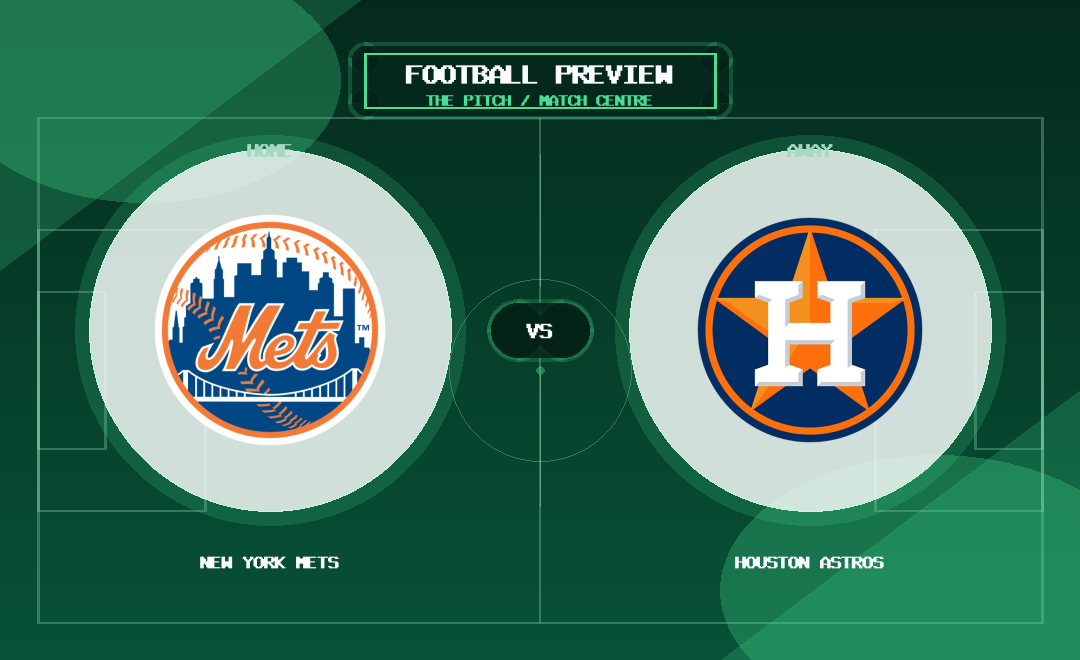 New York Mets vs Houston Astros team logo match preview graphic