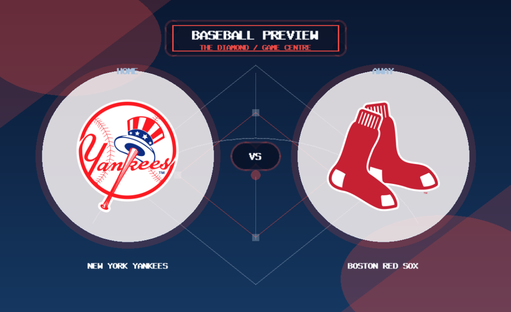 New York Yankees vs Boston Red Sox team logo match preview graphic
