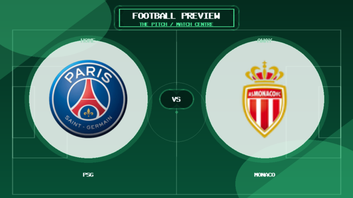 PSG vs Monaco club crest match preview graphic