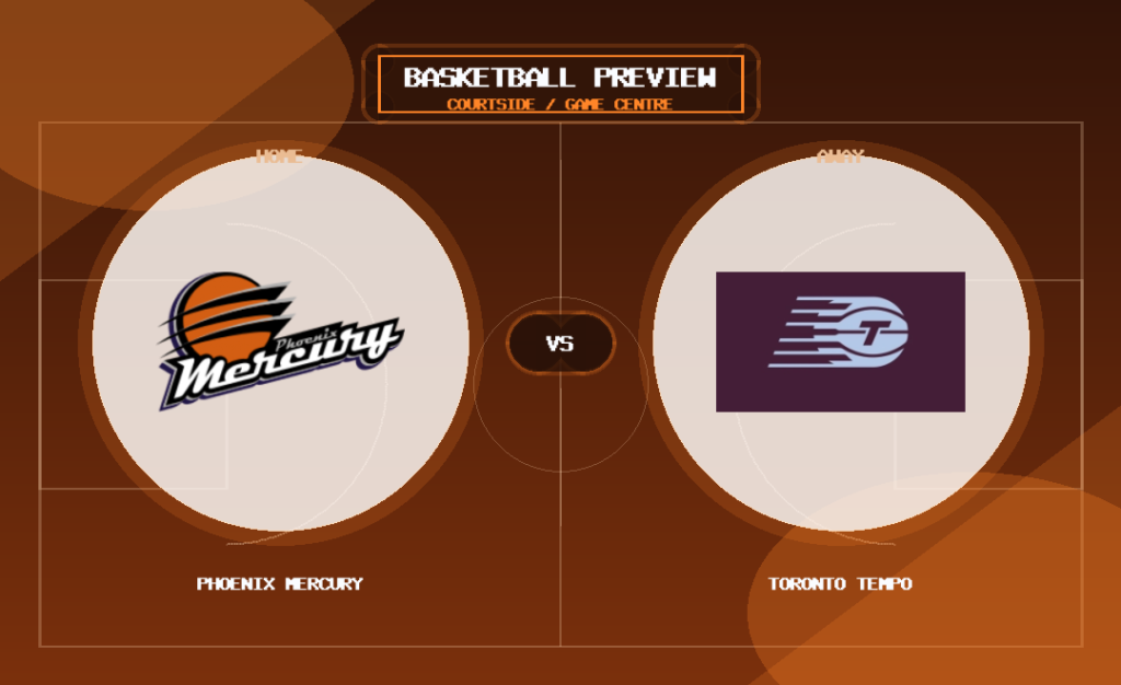 Phoenix Mercury vs Toronto Tempo team logo match preview graphic