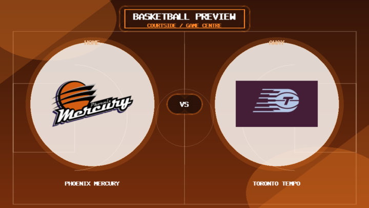 Phoenix Mercury vs Toronto Tempo team logo match preview graphic