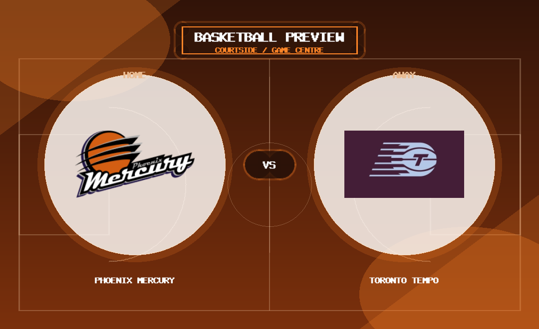 Phoenix Mercury vs Toronto Tempo team logo match preview graphic