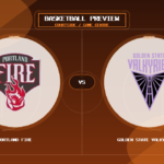 Portland Fire vs Golden State Valkyries W team logo match preview graphic