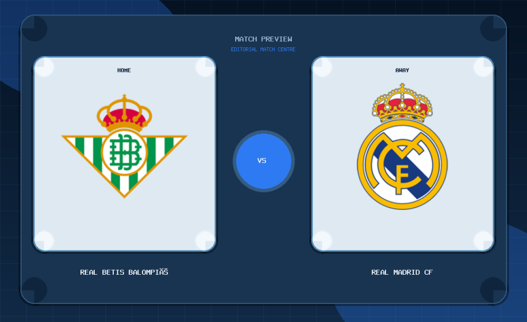 Real Betis Balompié vs Real Madrid CF club crest match preview graphic