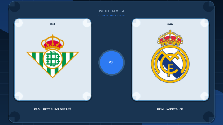 Real Betis Balompié vs Real Madrid CF club crest match preview graphic