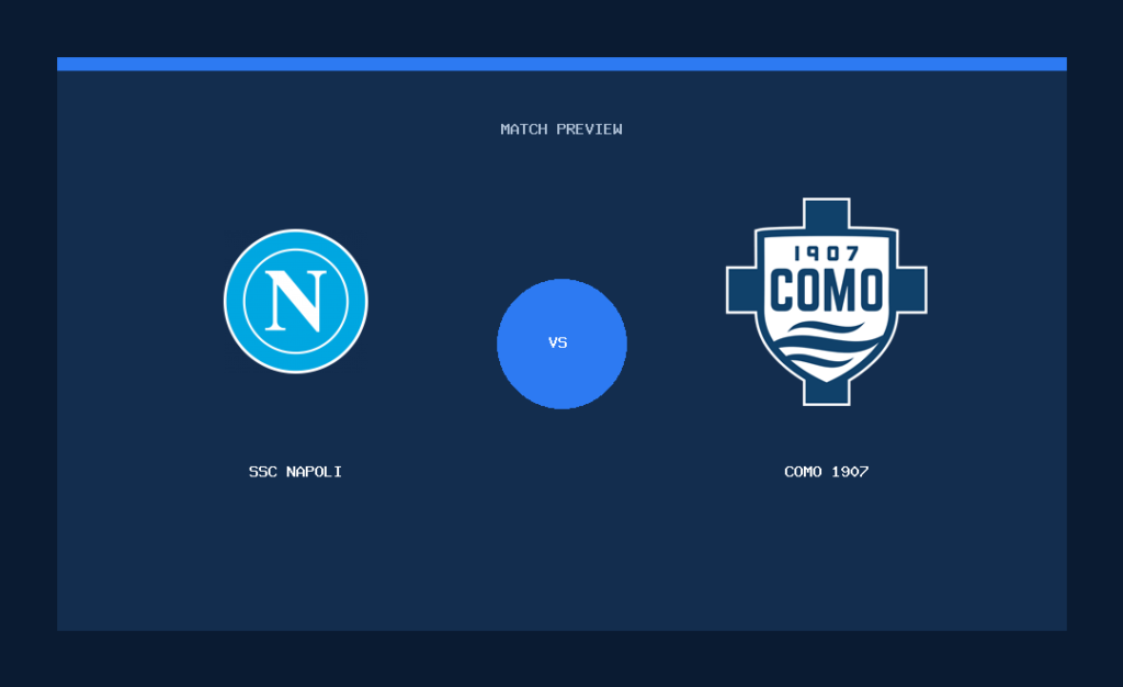 SSC Napoli vs Como 1907 club crest match preview graphic