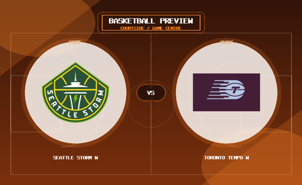 Seattle Storm W vs Toronto Tempo W team logo match preview graphic
