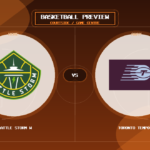 Seattle Storm W vs Toronto Tempo W team logo match preview graphic
