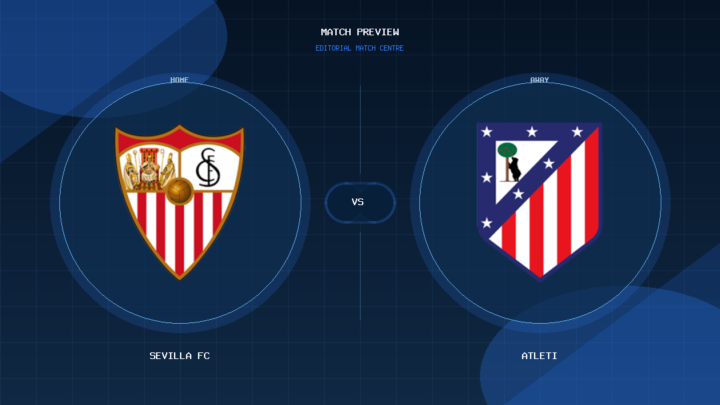 Sevilla FC vs Atleti club crest match preview graphic