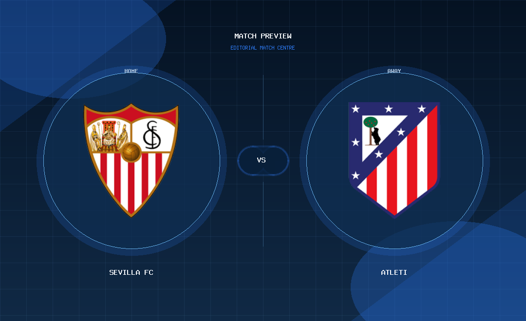 Sevilla FC vs Atleti club crest match preview graphic