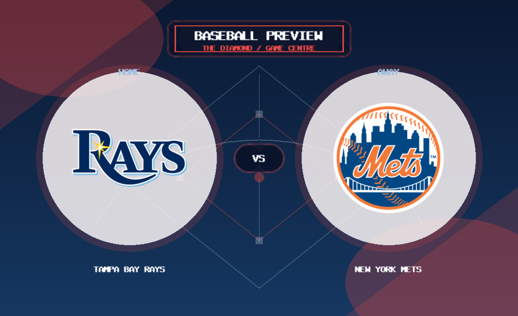 Tampa Bay Rays vs New York Mets team logo match preview graphic
