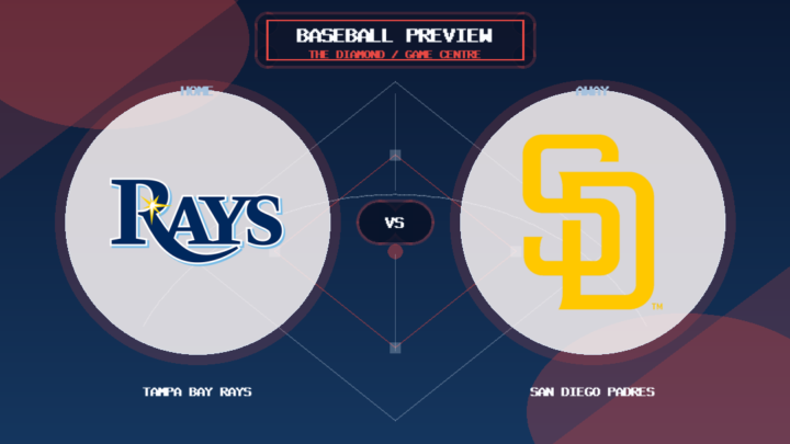 Tampa Bay Rays vs San Diego Padres team logo match preview graphic