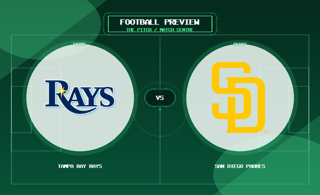 Tampa Bay Rays vs San Diego Padres team logo match preview graphic