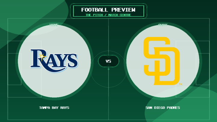 Tampa Bay Rays vs San Diego Padres team logo match preview graphic