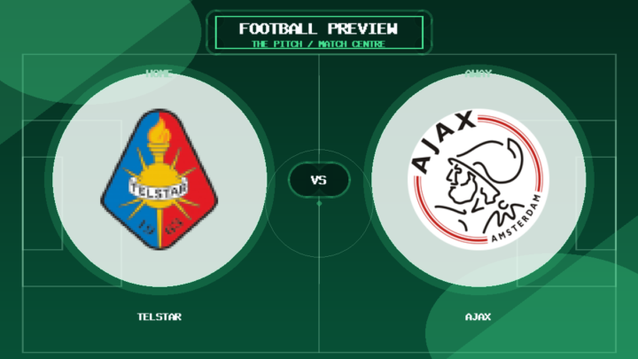 Telstar vs Ajax club crest match preview graphic