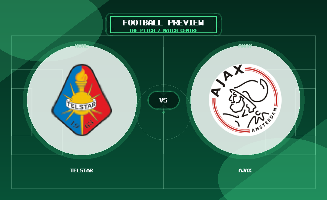 Telstar vs Ajax club crest match preview graphic