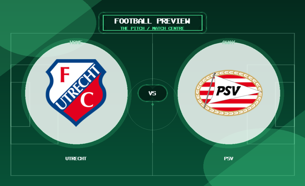 Utrecht vs PSV club crest match preview graphic