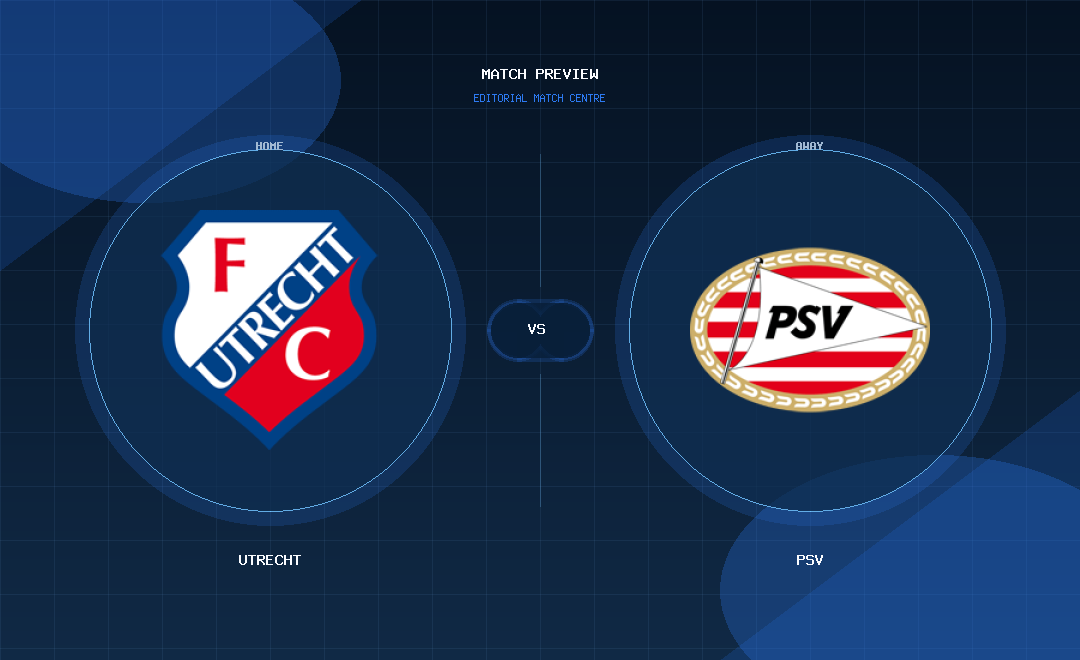 Utrecht vs PSV club crest match preview graphic